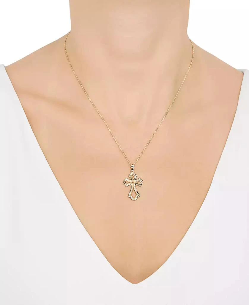 Macy's Polished Cross Pendant Necklace in 10k Yellow Gold 4
