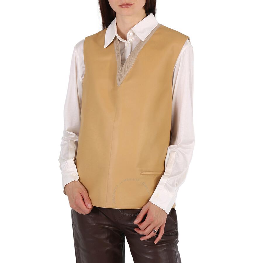 Burberry Bonded Soft Fawn Lambskin And Wool Oversized Vest