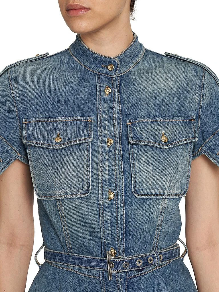 Mcqueen Women's Denim Belted Fit & Flare Minidress - Indigo Stone Washed - Size 2