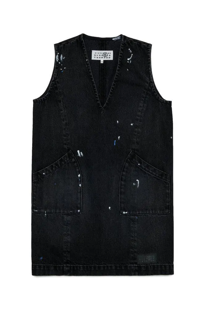 MM6 MM6 Maison Margiela Kids Paint-Splatter Denim Dress