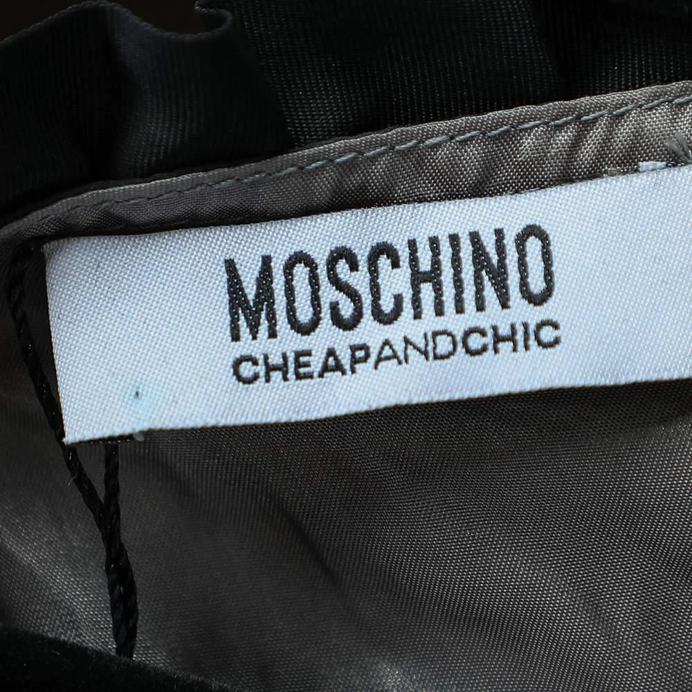 Moschino Moschino Cheap and Chic Monochrome Striped Silk Ruffled Neck Detail Mini Dress M 5