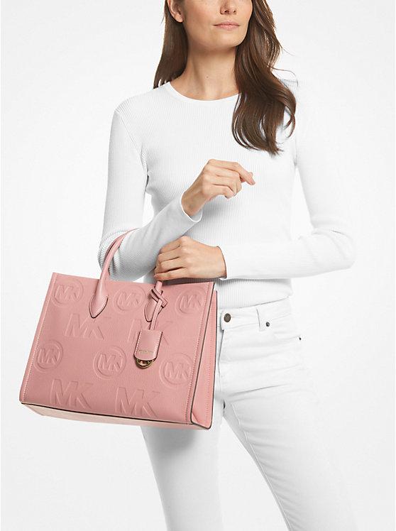 Michael Kors Mirella Medium Logo Embossed Pebbled Leather