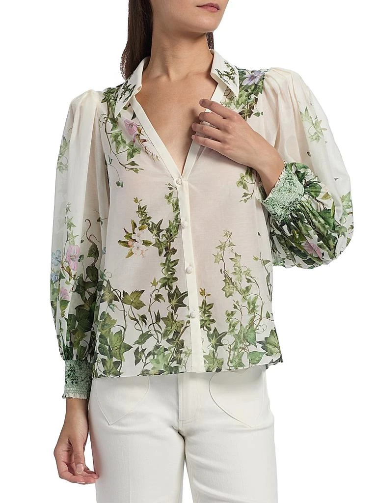 Alice + Olivia Charis Tropical-Print Cotton-Silk Blouse 3