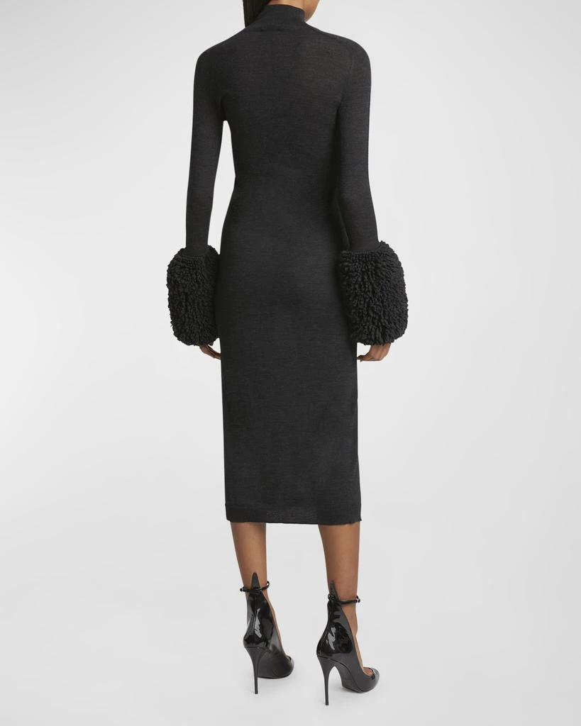 Alaia Bubble-Cuff Long-Sleeve Midi Sweater Dress 6