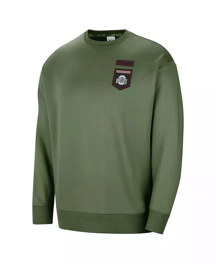 NIKE Women's Olive Ohio State Buckeyes Military-Inspired Collection All-Time Performance Crew Pullover Sweatshirt 3
