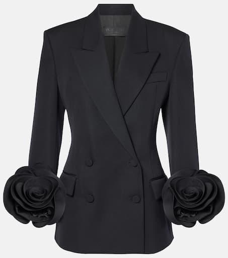 Prada Single-Breasted Wool Jacket with Feather Trim
