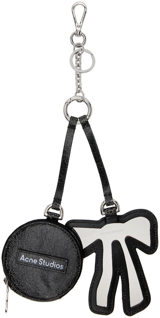 Shop Black Coin Wallet & Bow Mirror Keychain on Sale at