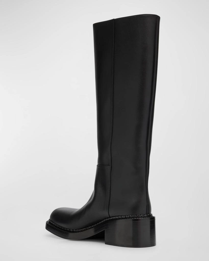 Prada Leather Square-Toe Tall Moto Boots 3