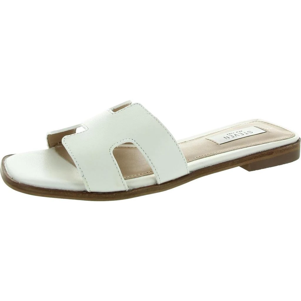 Steven Hadyn Womens Faux Leather Square Toe Flat Sandals 4