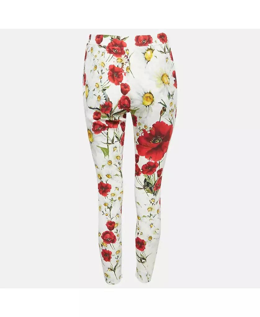 Pre-Owned Dolce 
Gabbana Women
s White Floral Print Crepe Trousers 2