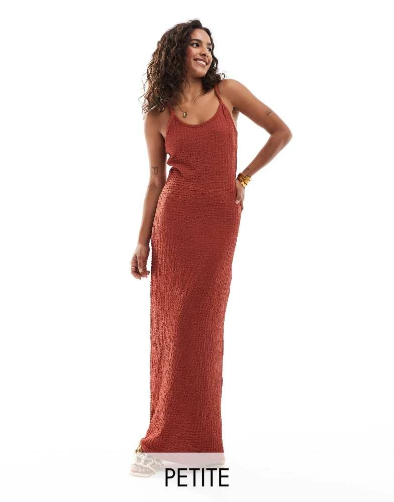 ONLY Petite ONLY Petite textured maxi cami dress in rust 1