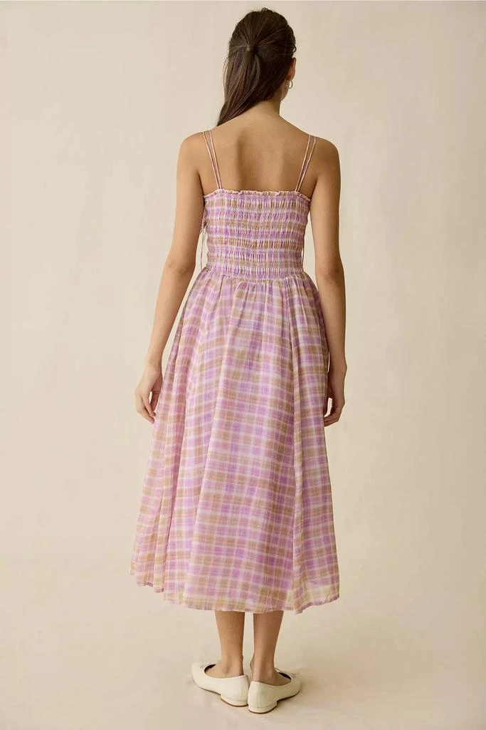 ASTR ASTR The Label Lahela Plaid Smocked Tie-Strap Midi Dress 4
