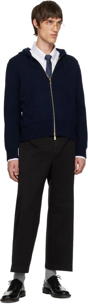 Thom Browne Navy Geese Intarsia Merino Wool Hoodie 4