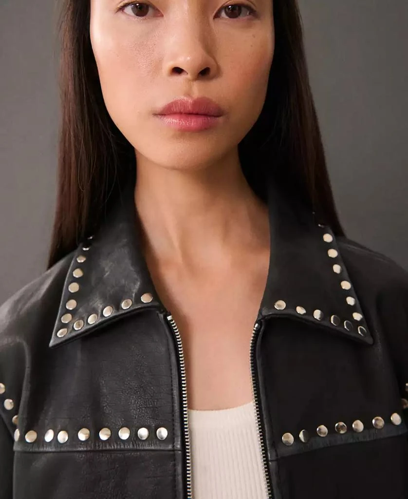 Mango Women's Studded Leather Jacket 4
