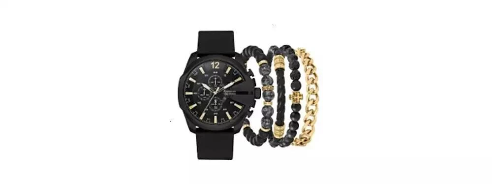 American Exchange Men's Quartz Black Polyurethane Strap Watch 1