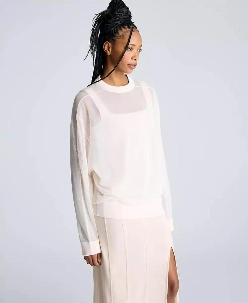 Kenneth Cole Women's Sheer Oversized Crewneck Pullover 3