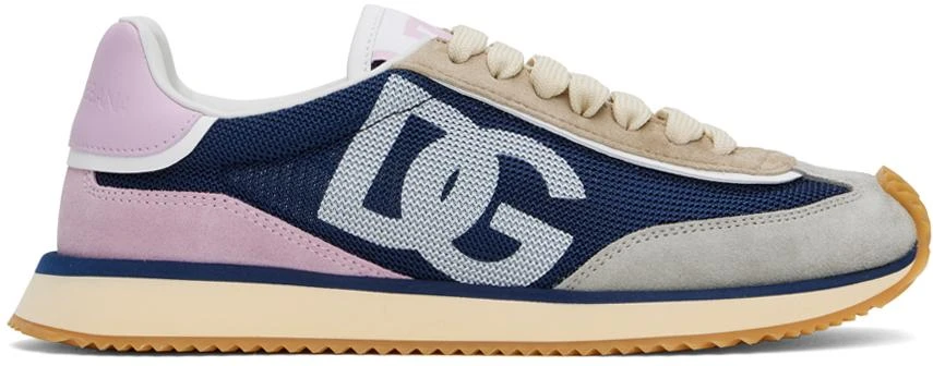 Dolce & Gabbana Blue & Gray Mixed-Material DG Cushion Sneakers 1