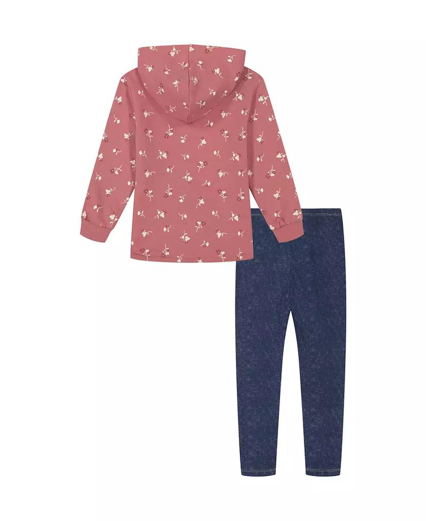 KIDS HEADQUARTERS Baby Girl Printed Fleece Kitty Pocket Hooded Tunic Jeggings