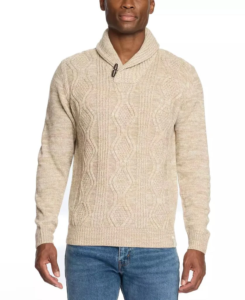 Weatherproof Vintage Men's Chunky Cable Knit Toggle Sweater 1