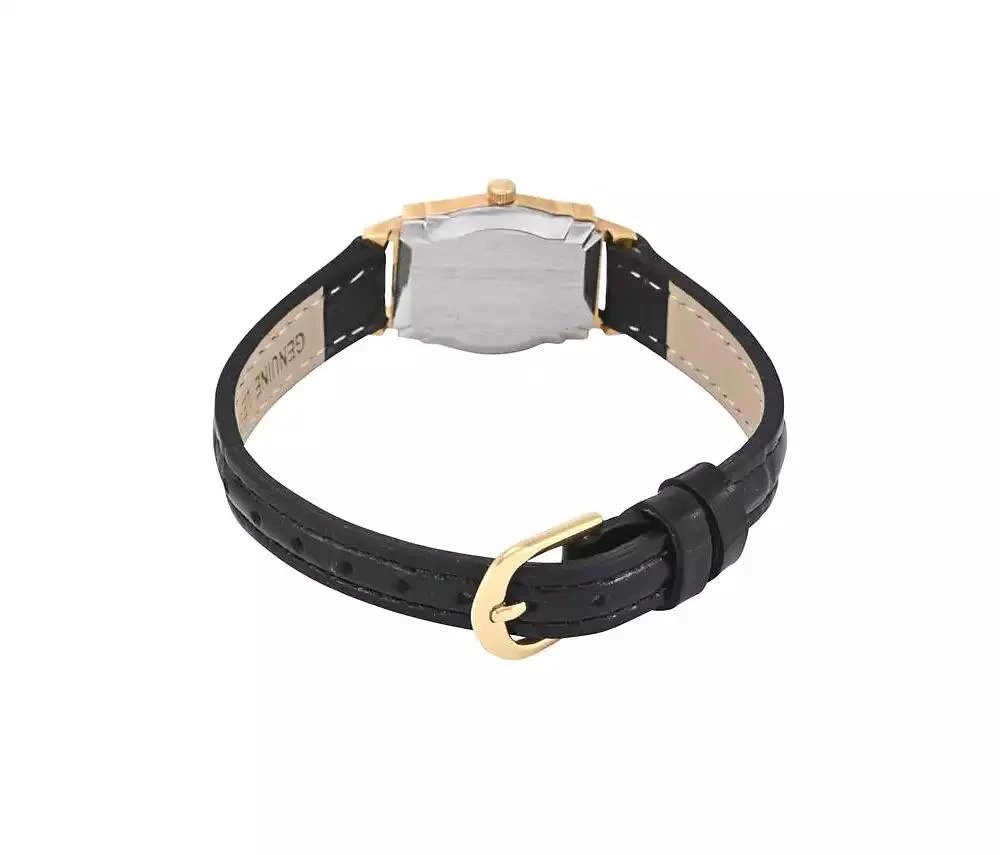 Peugeot Women's Vintage 14K Gold-Plated Rectangular Small Face Watch with Leather Strap 2