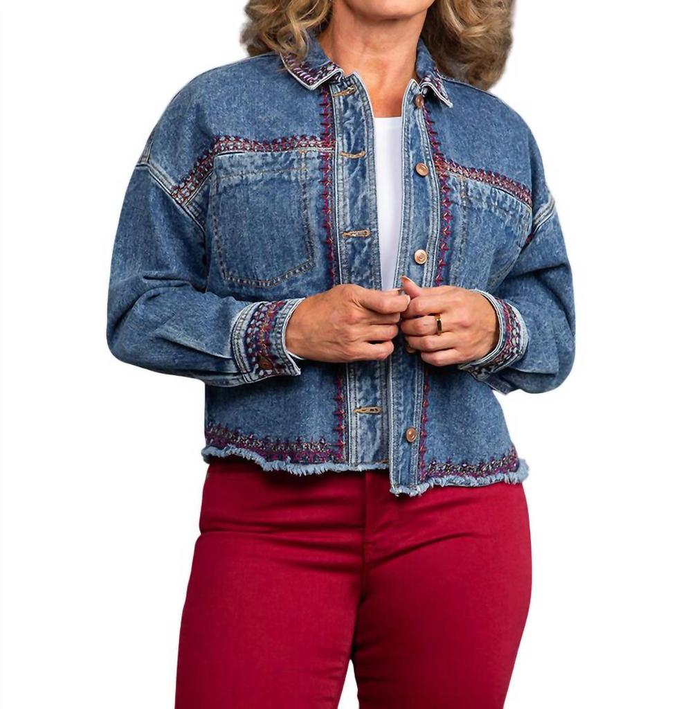 Tribal Tribal - Embroidered Denim Jacket