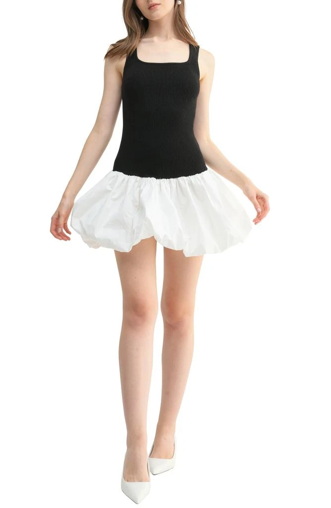 Lush Bubble Hem Mixed Media Dress 1