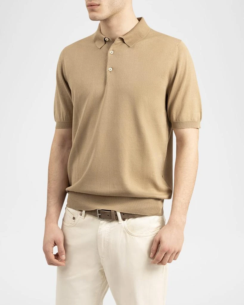 BOGLIOLI Men's Garment-Washed Cotton Polo Shirt 4