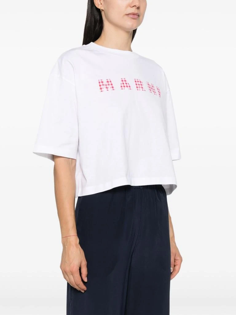 Marni WHITE MC T-SHIRT RED CHECKED LOGO 5
