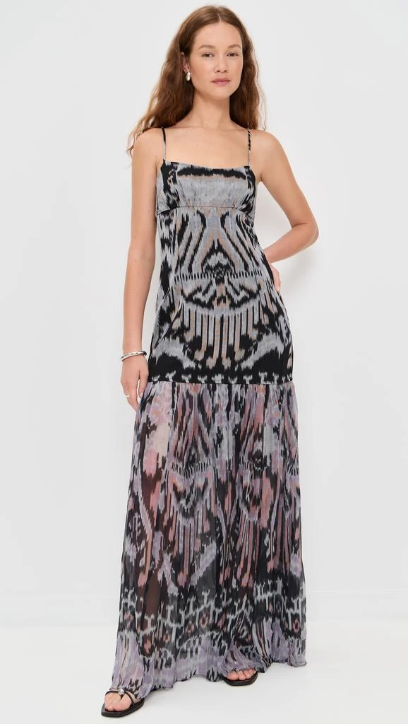 ulla johnson drop waist dress Etna Sleeveless Drop Waist Midi Dress - Noir Black Geometric Eyelet Cotton  Dress main image 1
