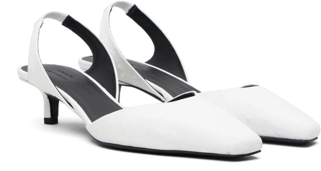 Loulou de Saison White Sully Ostrich-Effect Leather Slingback Heels 4