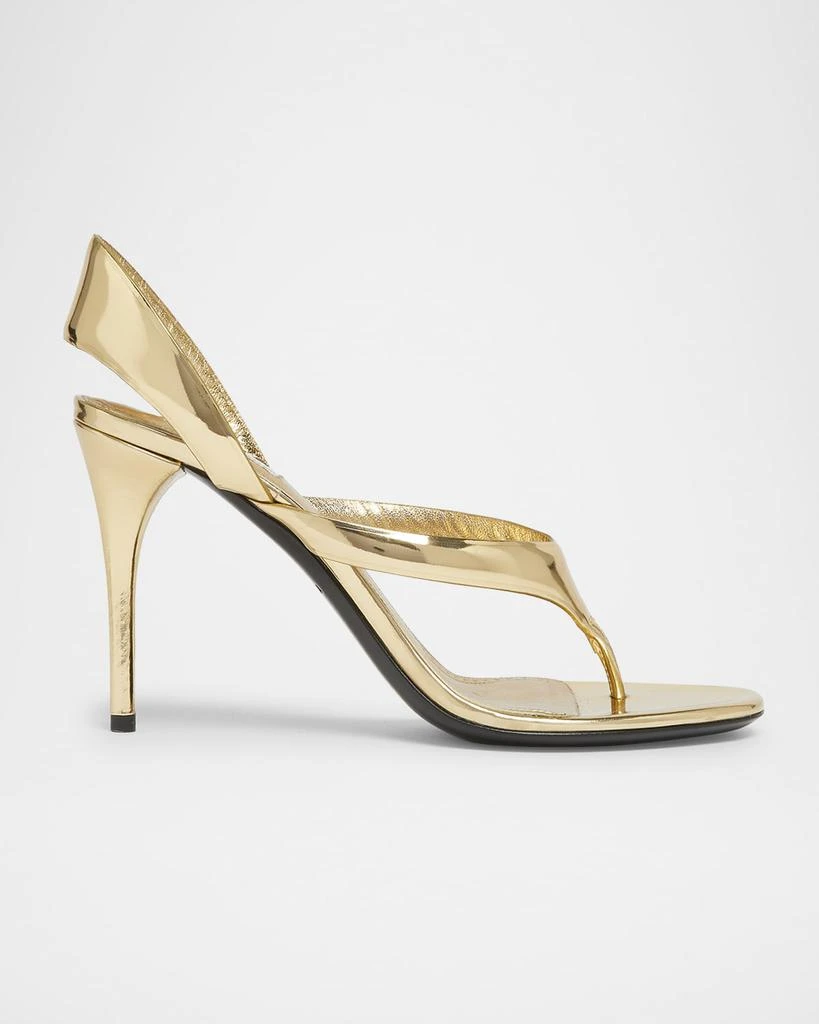 Alaia Tong Metallic Leather Sandals 1