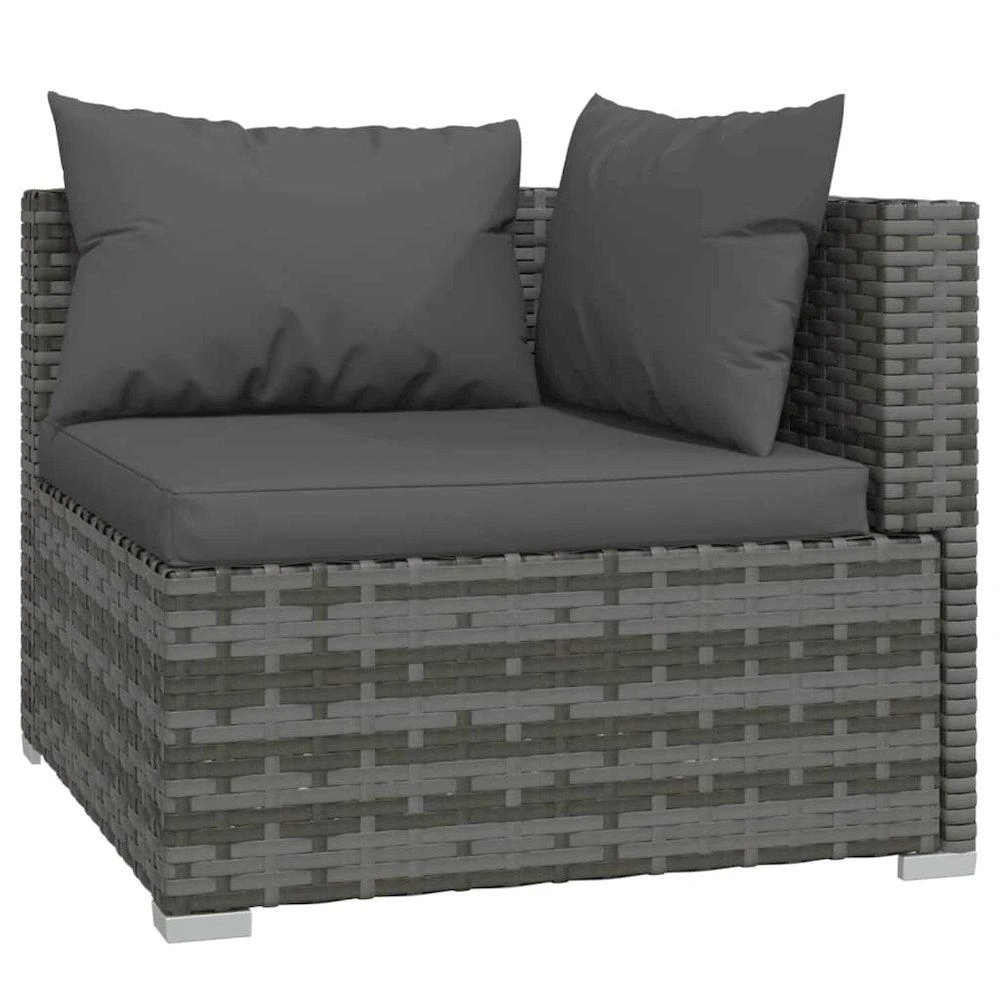 VidaXL 5 Piece Patio Lounge Set with Cushions Poly Rattan Gray 3