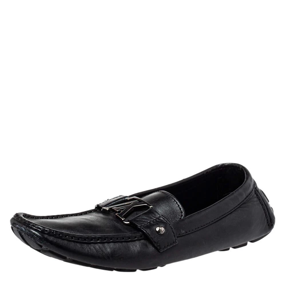 Louis Vuitton Louis Vuitton Black Leather Monte Carlo Slip on Loafer Size 44 1