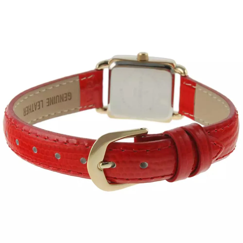 Peugeot Women
s 20mm Square Watch with Glossy Red Leather Strap 2