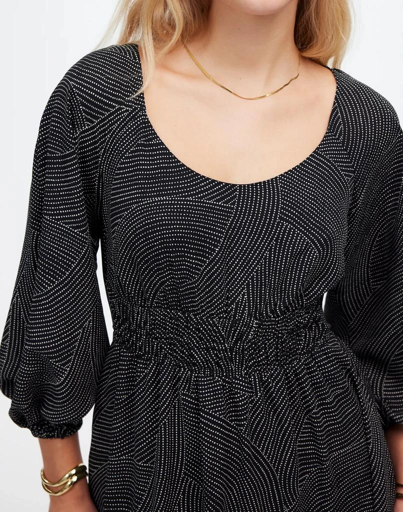 Madewell Balloon-Sleeve Ruched Midi Dress in Dot 5