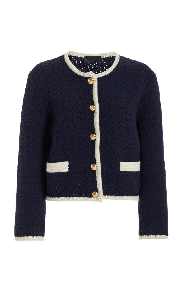 NILI LOTAN NILI LOTAN - Perah Contrast-Trimmed Wool Jacket - Navy - XL - Moda Operandi