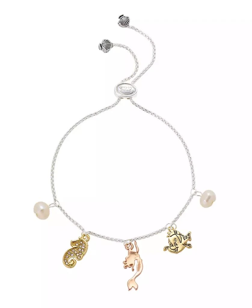 Disney Little Mermaid Cubic Zirconia and Mother of Pearl Charm Bolo Bracelet