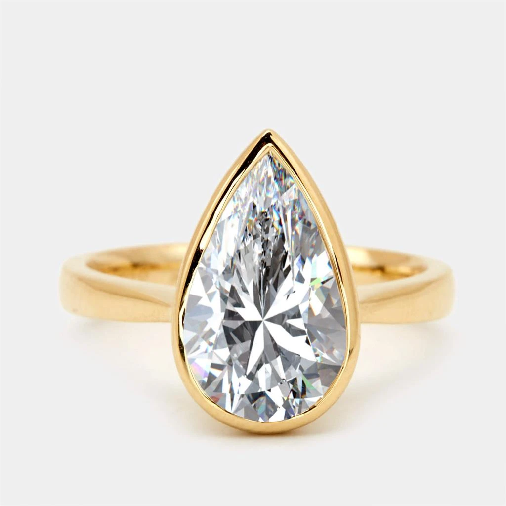 The Diamond Edit 2.80 cts Pear Brilliant 18k Yellow Gold Ring Size 51 2