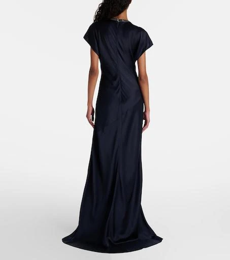 brunello cucinelli evening dresses BRUNELLO CUCINELLI Size XL Grey Charcoal Silk Sleeveless Long Evening – Sui  Generis Designer Consignment
