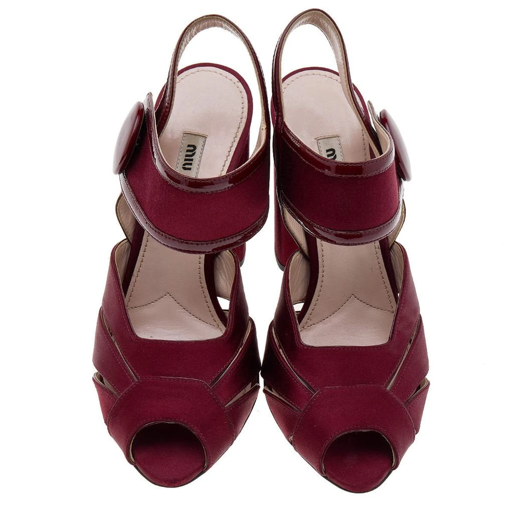 Miu Miu Miu Miu Burgundy Satin and Patent Leather Ankle Strap Sandals Size 36 3