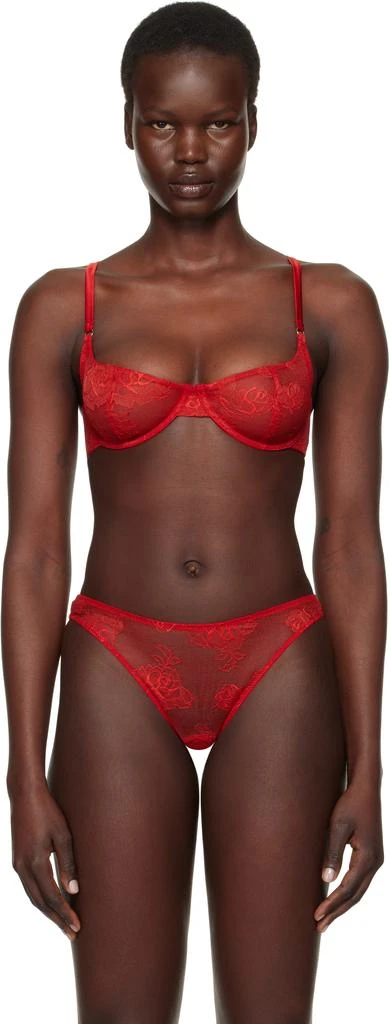 Fleur du Mal Red Bouquet Lace Scooped Balconette Bra 1