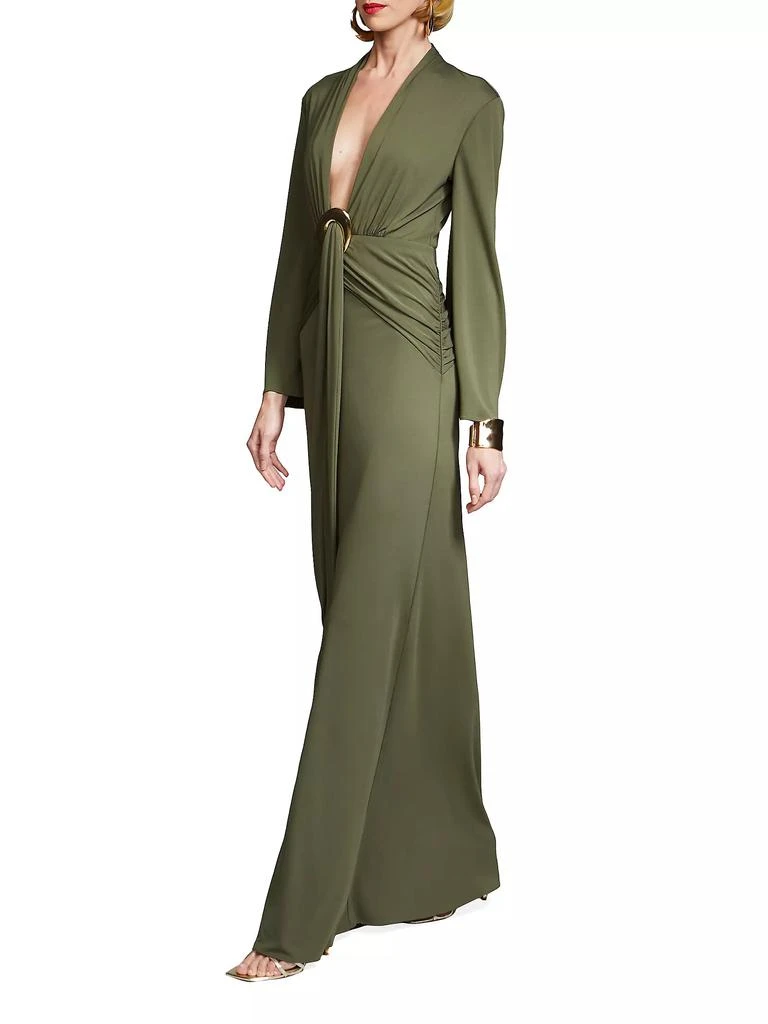 HALSTON Ahano Jersey Plunge Gown 3