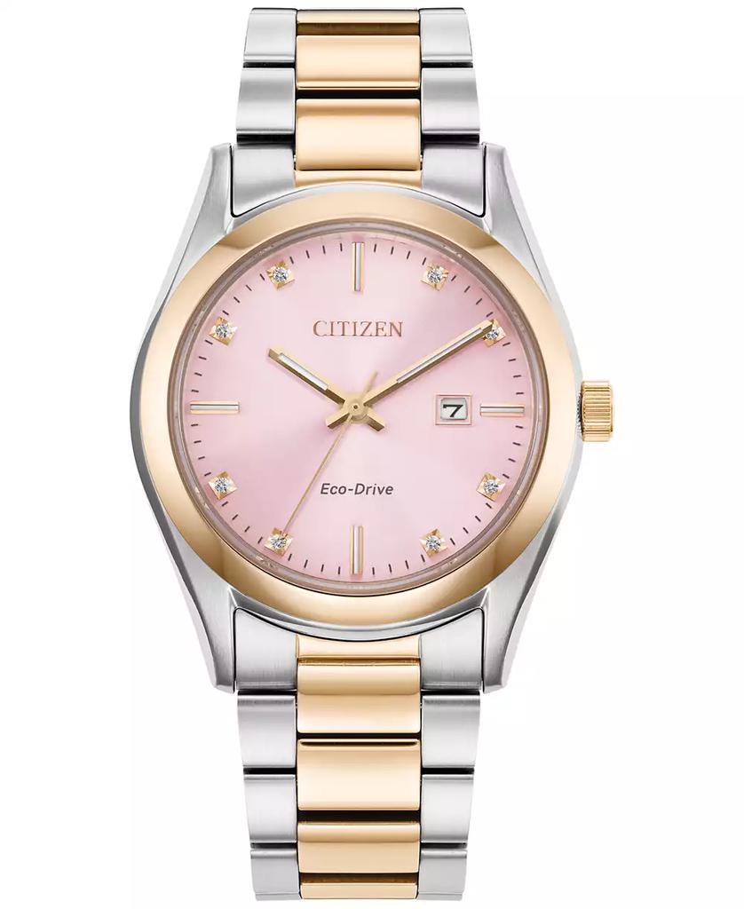 Citizen Eco-Drive Women's Sport Luxury Diamond Accent Two Tone Stainless Steel Bracelet Watch 33mm