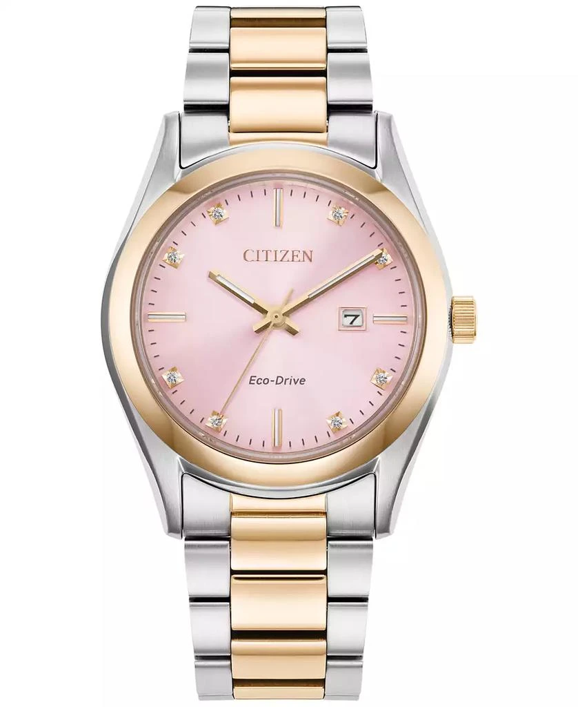 Citizen Eco-Drive Women's Sport Luxury Diamond Accent Two Tone Stainless Steel Bracelet Watch 33mm 1