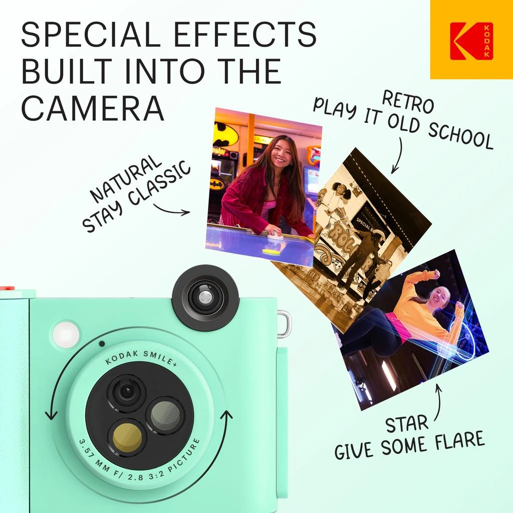 Kodak Smile+ Wireless 2x3 Digital Instant Print Camera with Effect Lenses & Zink Technology 2