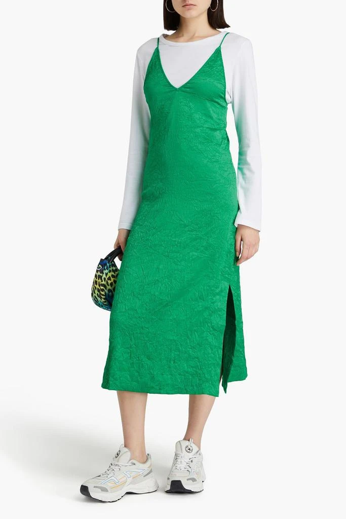 Ganni Crinkled-satin midi dress 2