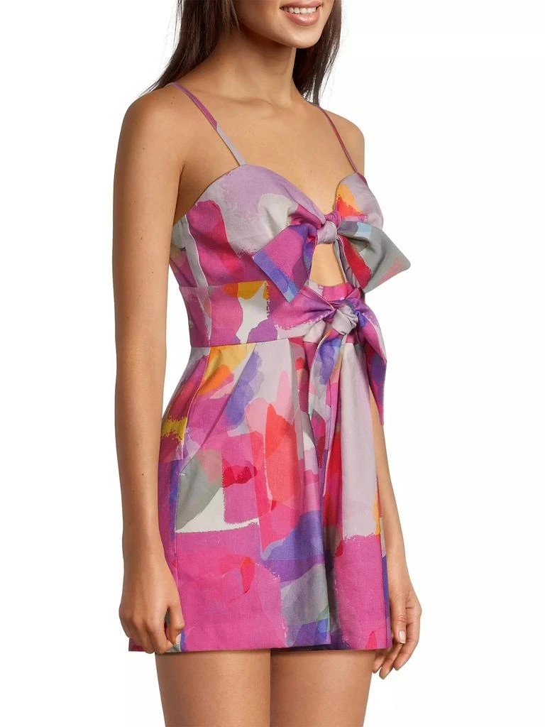 Milly Anya Rainbow Waterfall Brushstroke Linen-Blend Romper 4
