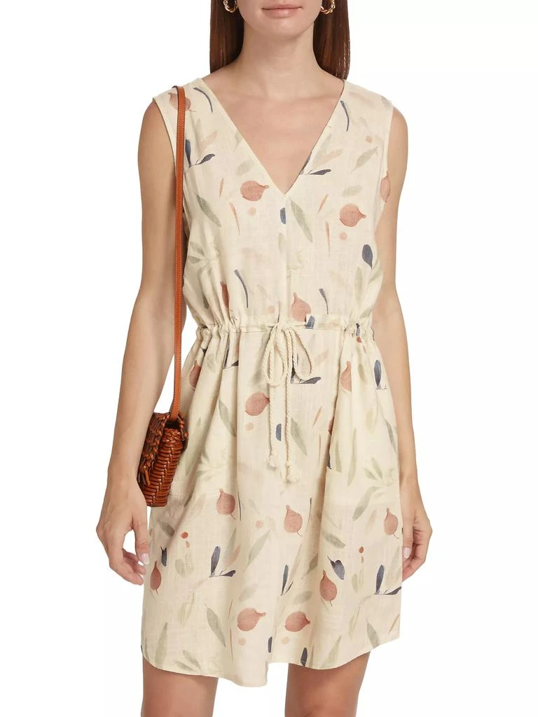 Splendid Botanical Linen-Blend Drawstring Minidress 3