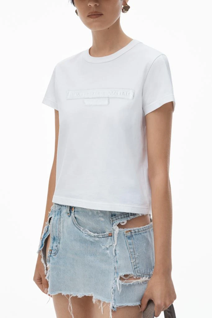 Alexander Wang Distressed Logo Shrunken Tee in Cotton Jersey 5