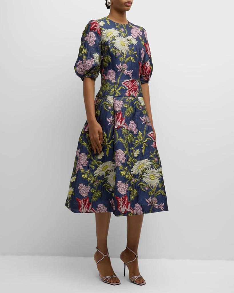Floral Dress Teri Jon Tea Length Dresses Teri Jon Floral Embroidered Tulle  Elbow Sleeve Gown Sage